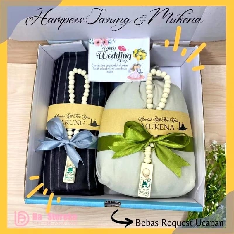 

HAMPERS MUKENA SARUNG TASBIH HADIAH WEDDING ENGAGEMENT ANNIVERSARY/ HAMPERS