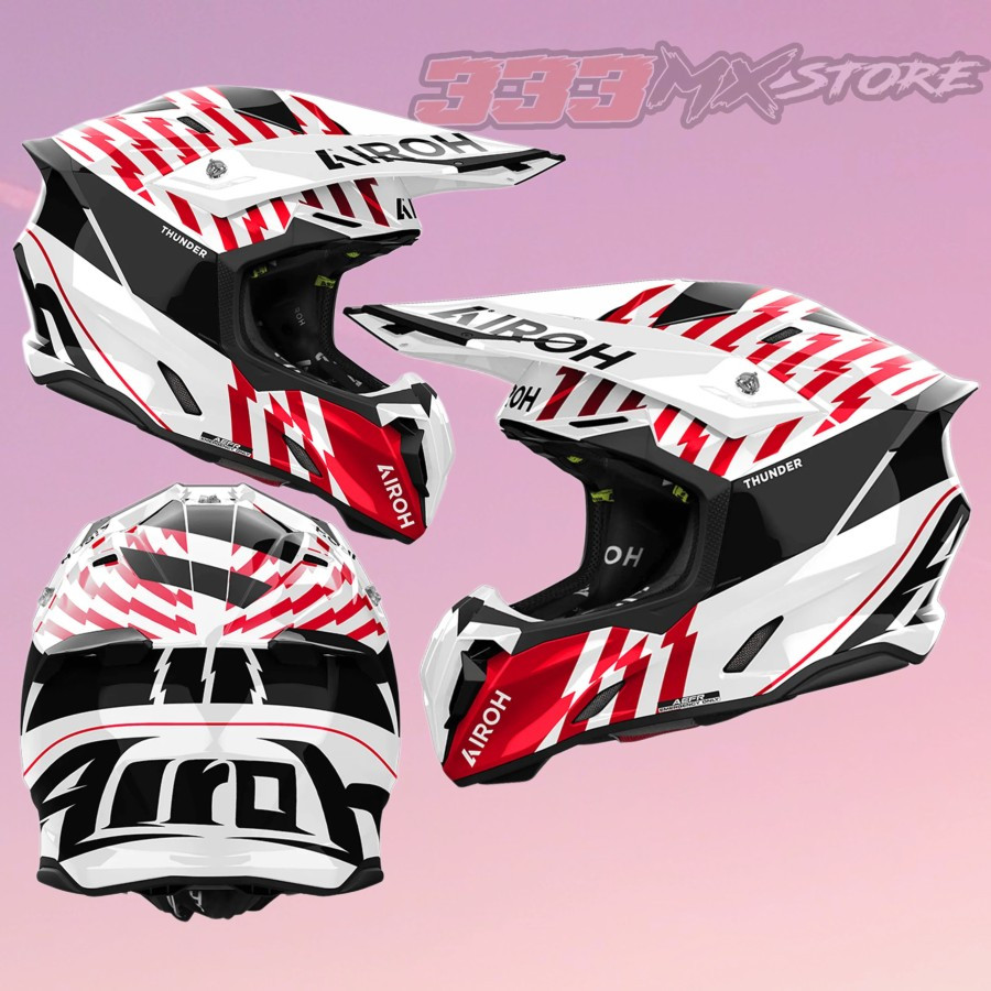 Helm Airoh Twist 3.0 Thunder Red White Helmet Airoh Twist Cross Trail Original