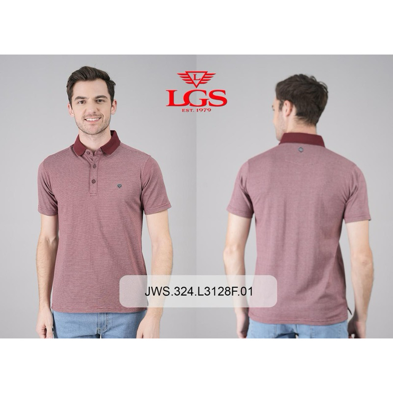 LGS KAOS KERAH KAOS KATUN MAROON 3128F