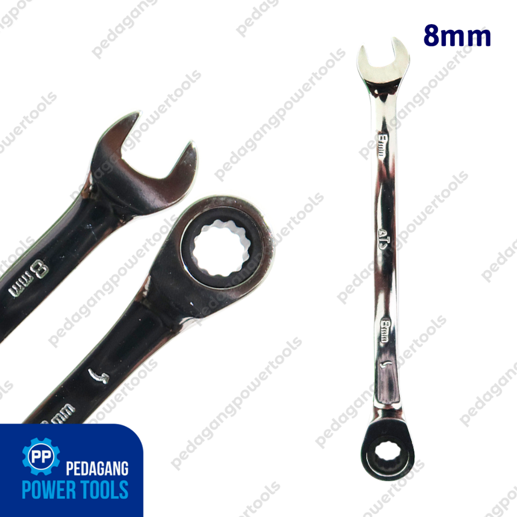 ATS Kunci Ring Pas Ratchet 8 mm Bolak Balik Combination Rachet Wrench Ringpas 8mm