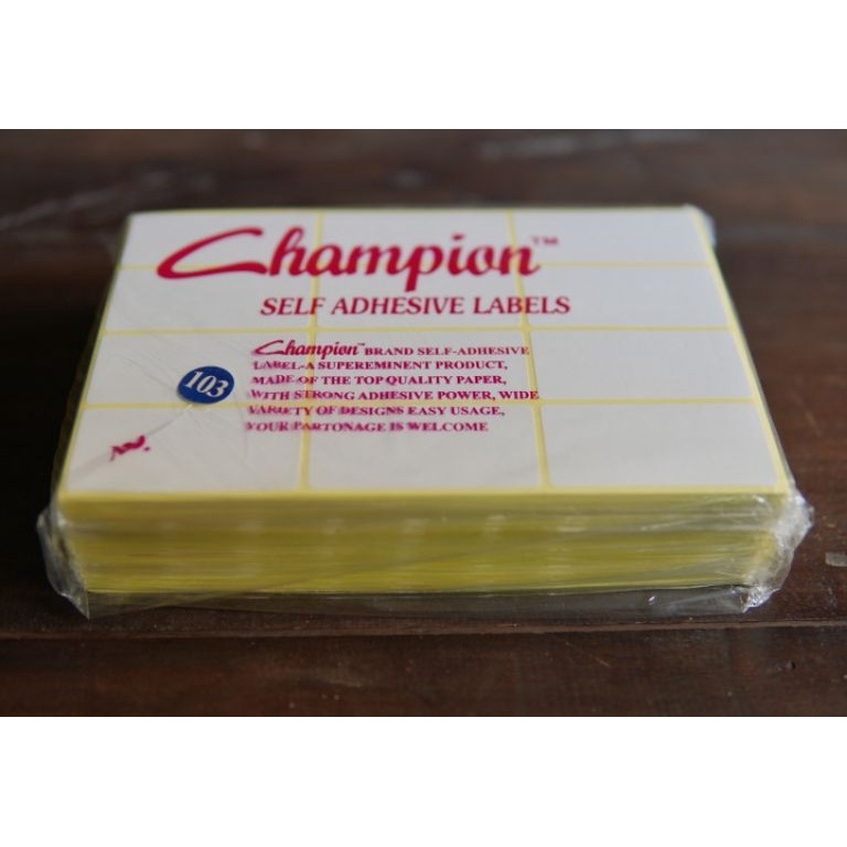 

label champion termurah 1 pk langsung pabrik KODE A4K4