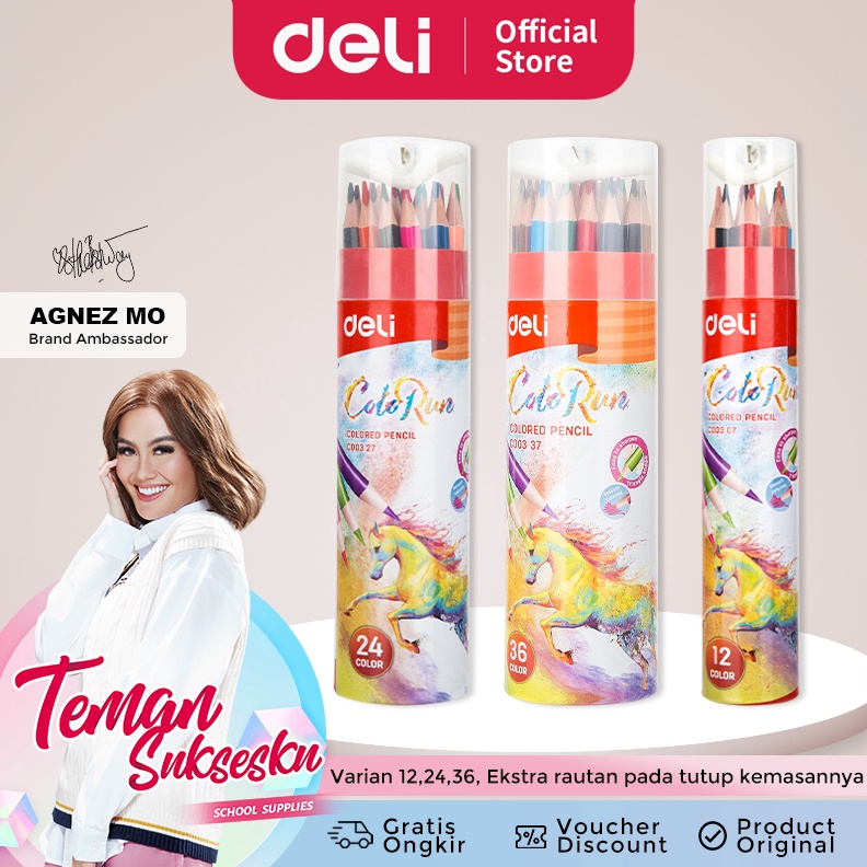 

KODE S6B3 Deli Pensil Warna 36 Warna dengan Rautan Pensil pada box untuk penajaman yang aman EC337