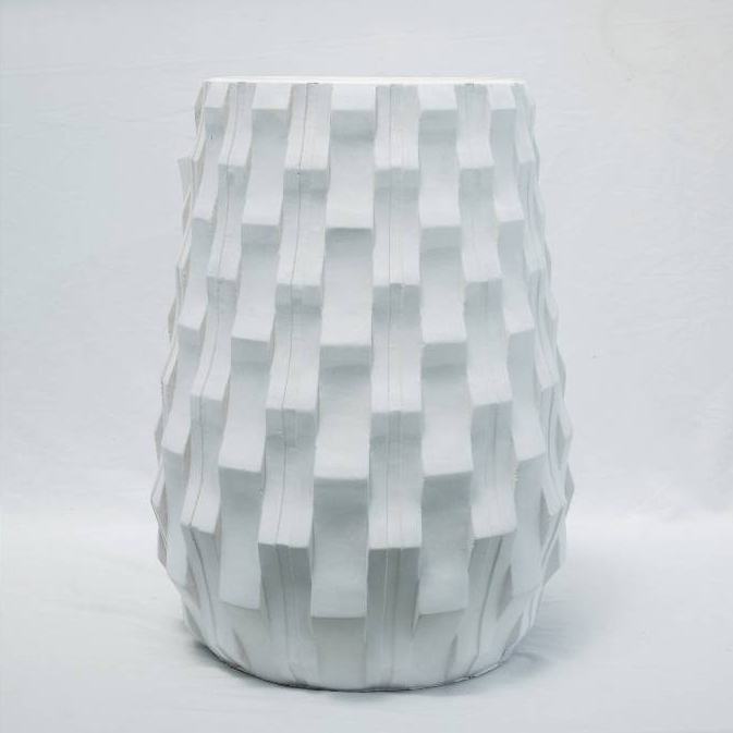 Pot Bunga Pot Tanaman Hias Pot Keramik Motif Kotak Warna Putih