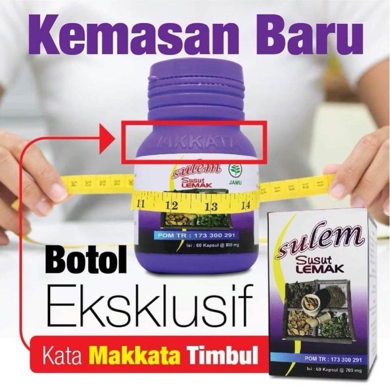 SULEM Susut Lemak PENURUN Berat Badan Ampuh Bpom PRIA Dan WANITA Sliming Herbal Kapsul Ori