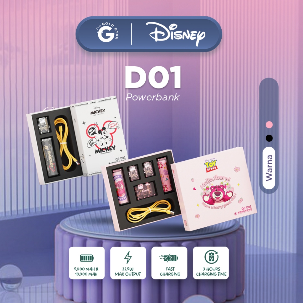 Disney D01 Mini Power Bank Fast Charging Dual-Port Powerbank 5000mAh-10000mAh
