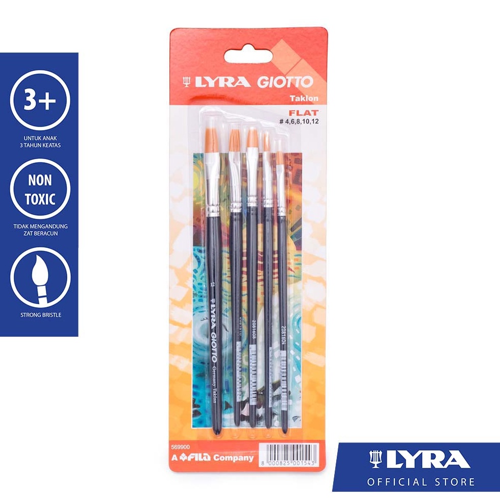 

KODE W5Z5 LYRA Brush Set Round Flat Kuas Lukis Cat Air