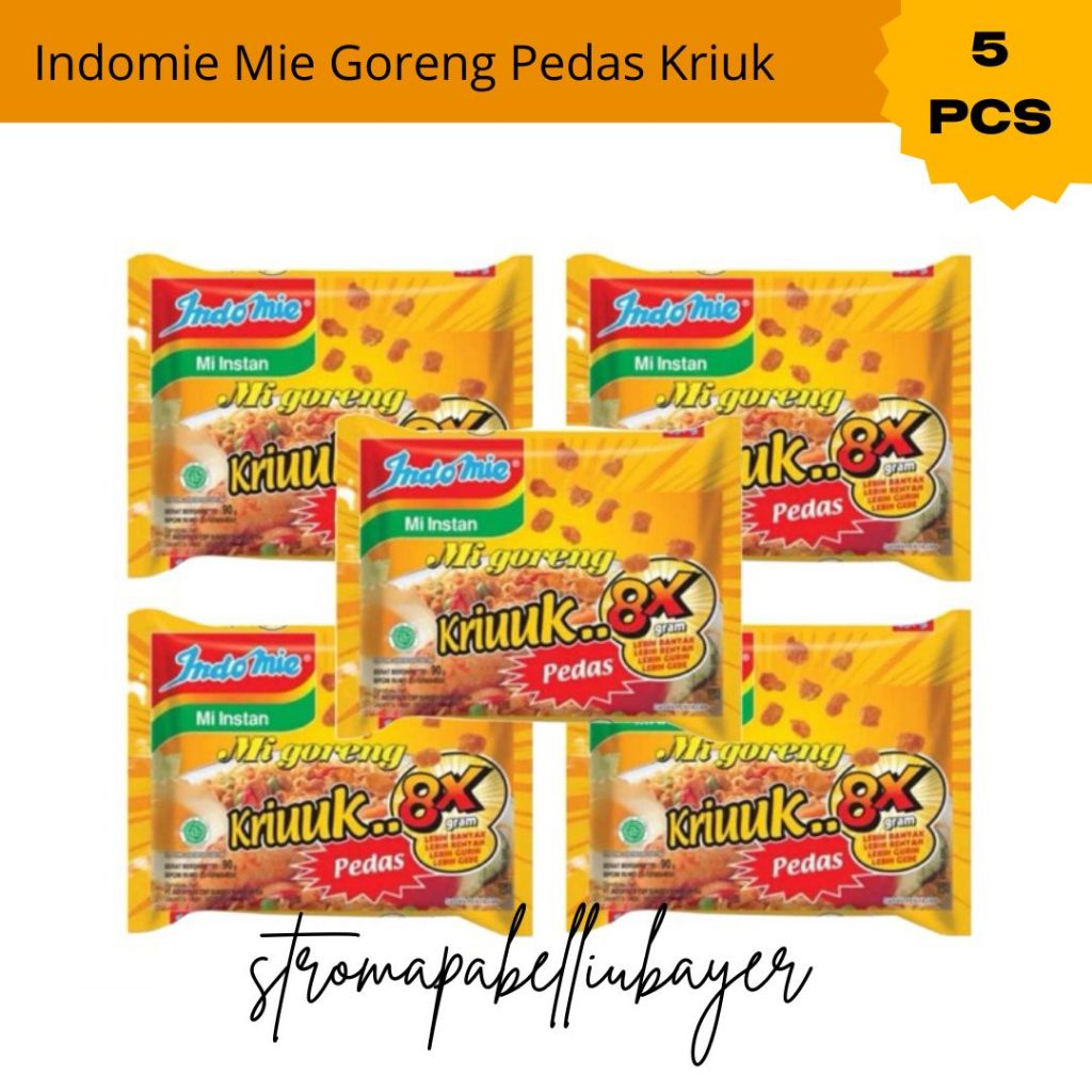 

[PAKET MURAH] 5PCS Indomie Kriuk 8x Pedas Goreng / Mie instan goreng Indomie Dengan Kremesan Kriuuk