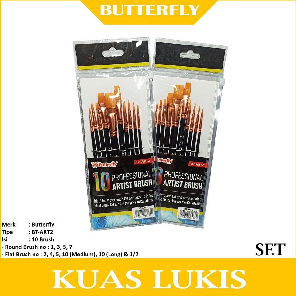 

KODE U2F7 Butterfly 1 Profesisional Artisit Brush Set BTART2 1 Kuas Lukis BTART2 Butterfly