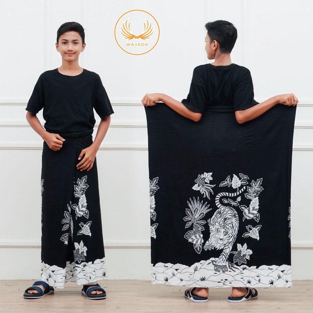 Fairyrozi Sarung Batik Anak Santri Motif Macan Orange Putih Print Bahan Katun Premium Halus