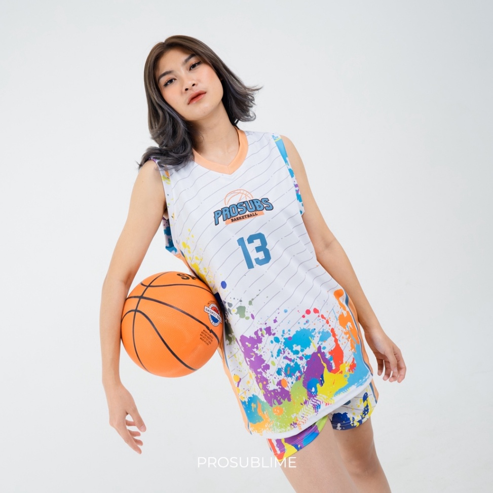 KODE B62X Jersey basket SPLASH ON WHITE BASKET Jersey PROSUBS  Tshirt Basket Pria Wanita  Jersey Bas