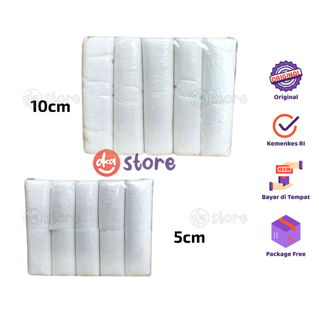 Kasa Verban Gulung 5cm 10cm / Kassa Kain Pembalut / Perban Putih Rol / Bandage Gauze