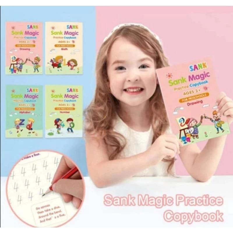 

Buku Tulis Anak Untuk Belajar Reuseable Ajaib Sank Magic Book 1 Set isi 4 Buku + Pulpen