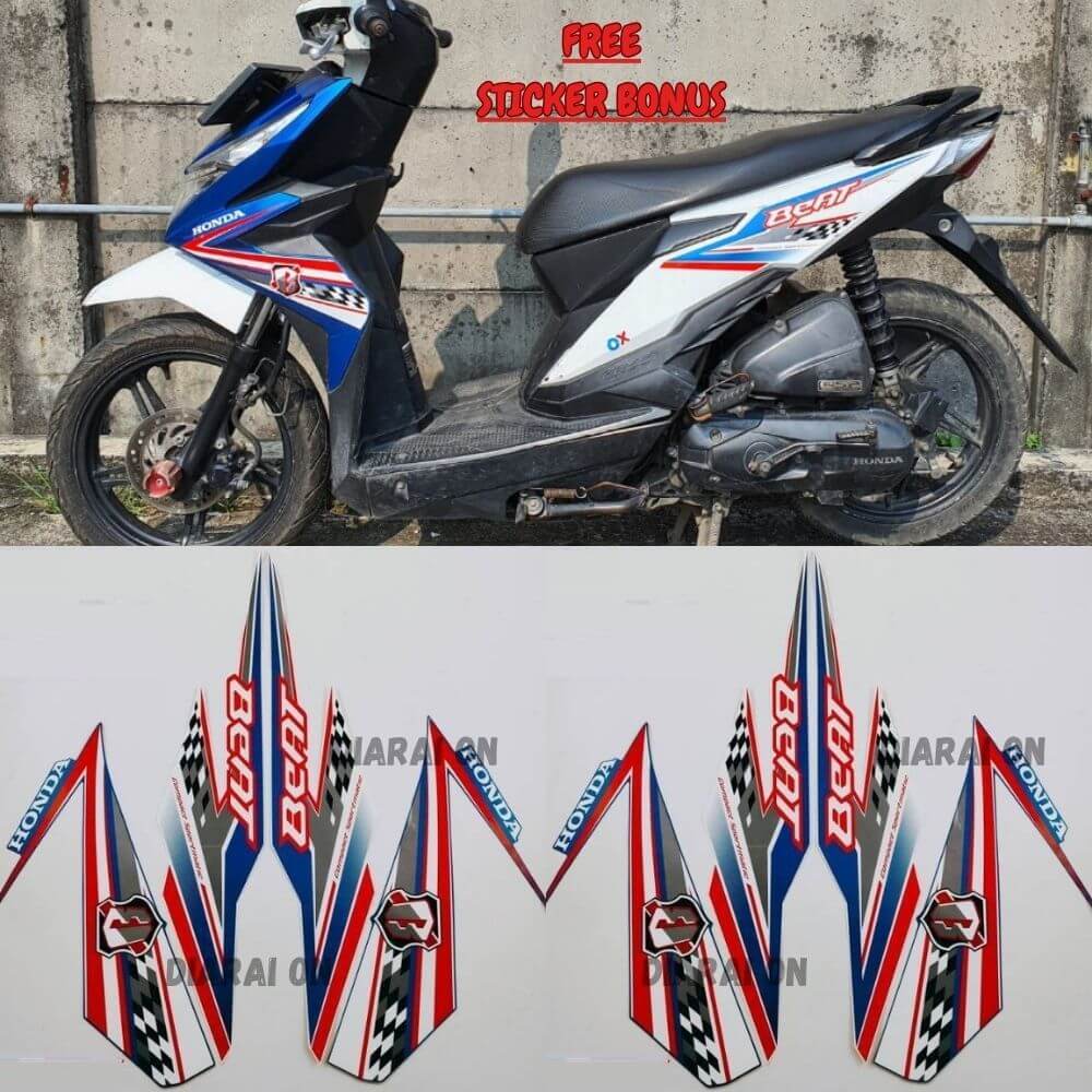 Striping Stiker Honda Beat 2018 - Beat Esp 2018 Biru Putih Murah