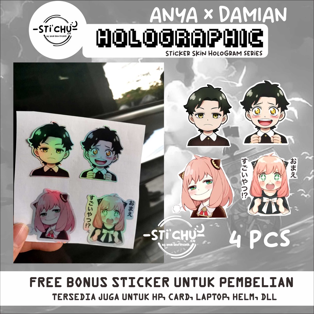 

TERUPDATE Stiker Sticker hologram Anime Anya Forger n damian Spy x family