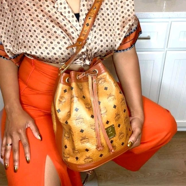 Vintage MCM Cognac Bucket Bag Authentic Original Second Preloved Branded