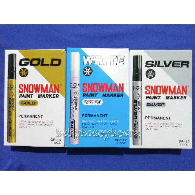 

PROMO MENARIK Spidol Snowman Paint Marker White Warna Putih WP12 Gold Emas GP12 Silver SP12 Mata Spidol