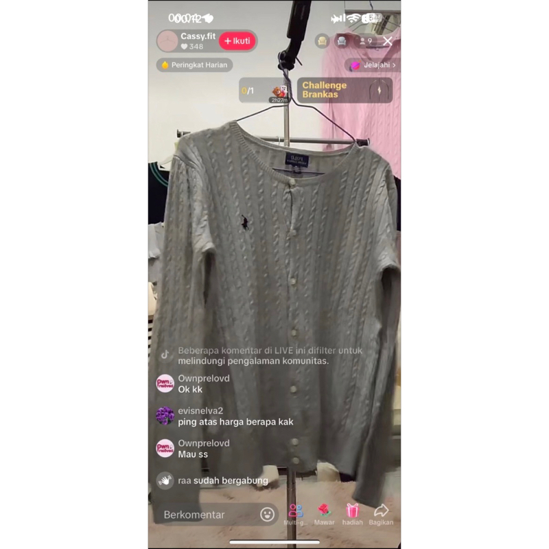 POLO rl cardi kepang abu