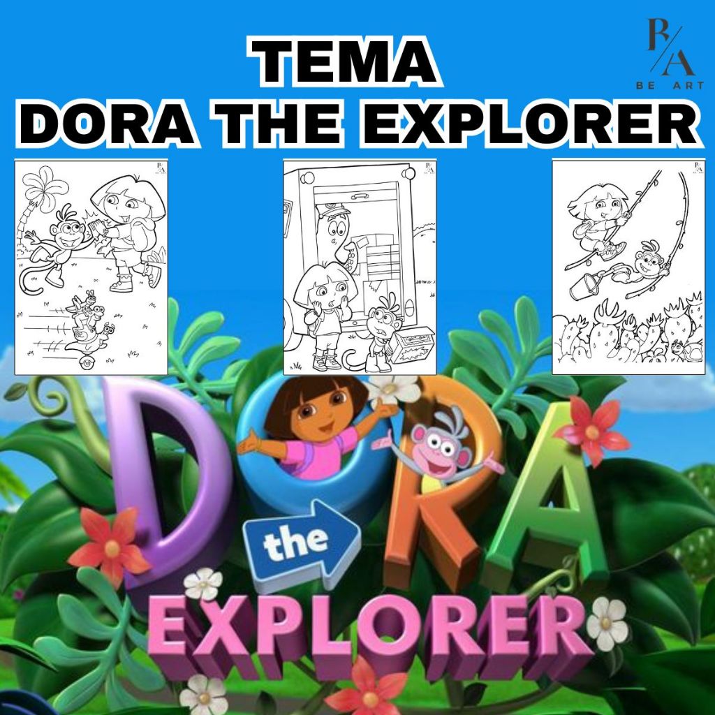 

KERTAS MEWARNAI / KERTAS GAMBAR / DORA THE EXPLORER / KERTAS MEWARNAI ANAK PAUD TK SD / A4