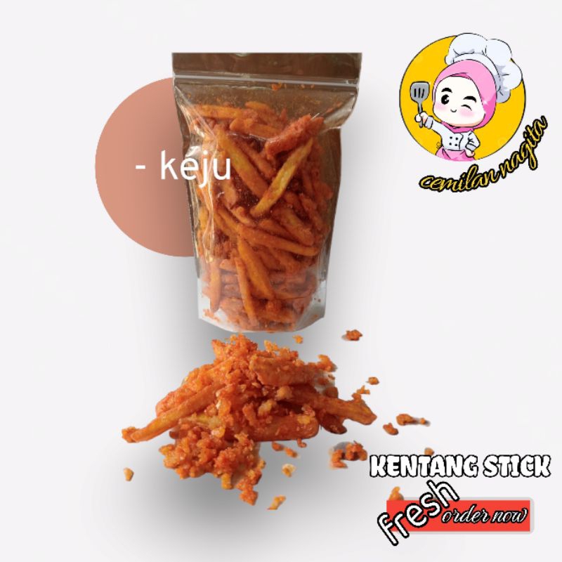 

cemilan kentang stick kriuk enak gurih varian keju