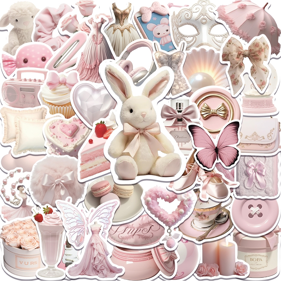 

[50 PCS]Stiker Aesthetic Balet Pink Girly Stiker Pack Vinyl Anti Air-Sticker Buku Casing HP Laptop Botol Helm Waterproof