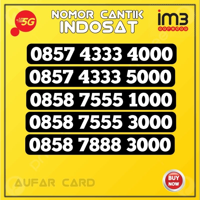 Nomor Cantik Indosat Im3 ekor 7000 4000 5000 3000 Double Triple 333 555