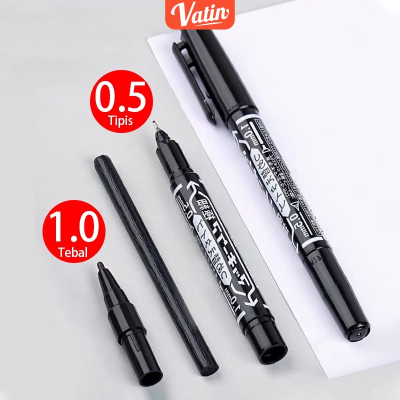 

Spidol permanen permanent marker- 2-tip 0.5mm/1.0mm Cepat kering tidak beracun -Vatin_Shop