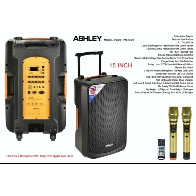 SPEAKER PORTABLE WIRELESS IR600 SPEAKER ASHLEY 15 INCH IR-600 (1*15)