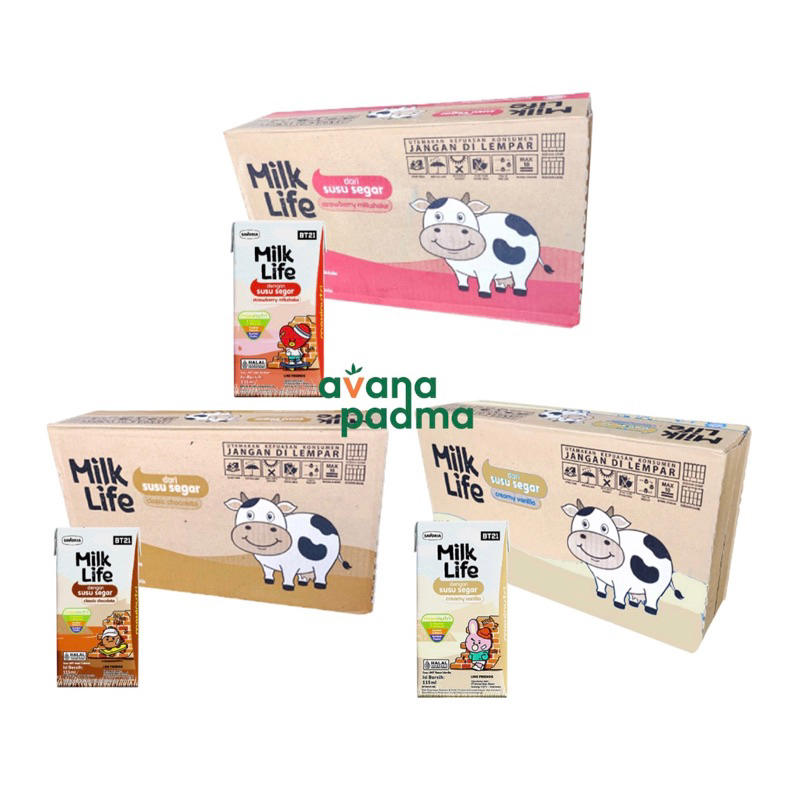 

Milk Life Susu UHT (Isi 40/Karton) (115ml) (3 Varian Rasa)