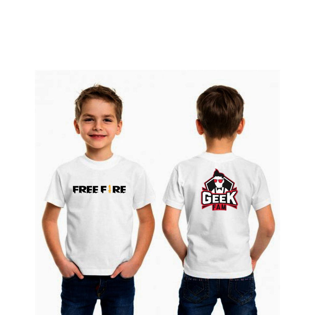 KAOS ANAK GAMING FF GEEK,AURA,RRQ,EVOS,ONIC KAOS TANGGUNG ANAK FREE FIREE UMUR 3-14THN