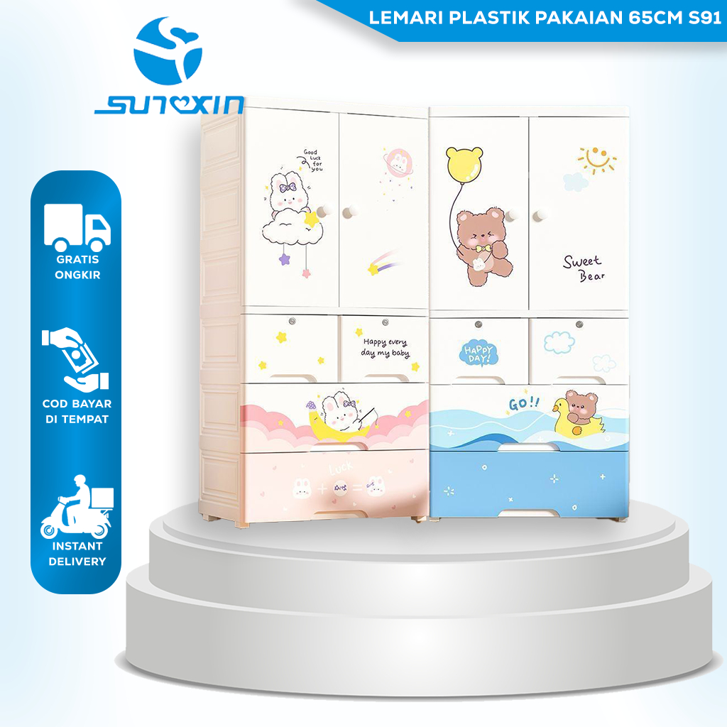 Ayh - SUNXIN Lemari Plastik Pakaian 65CM S91 / Lemari Pakaian Anak / Plastic Storage Cabinet Lemari