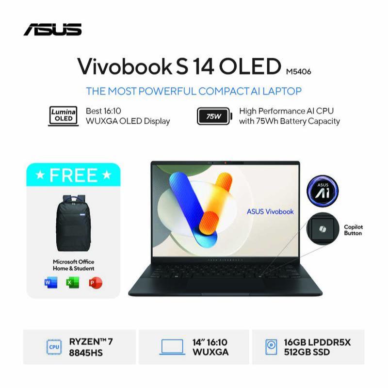 Asus Vivobook S 14 OLED M5406UA-OLED752 AMD R7 8845HS/16GB/512GB SSD/Win 11 Home+OHS 2021