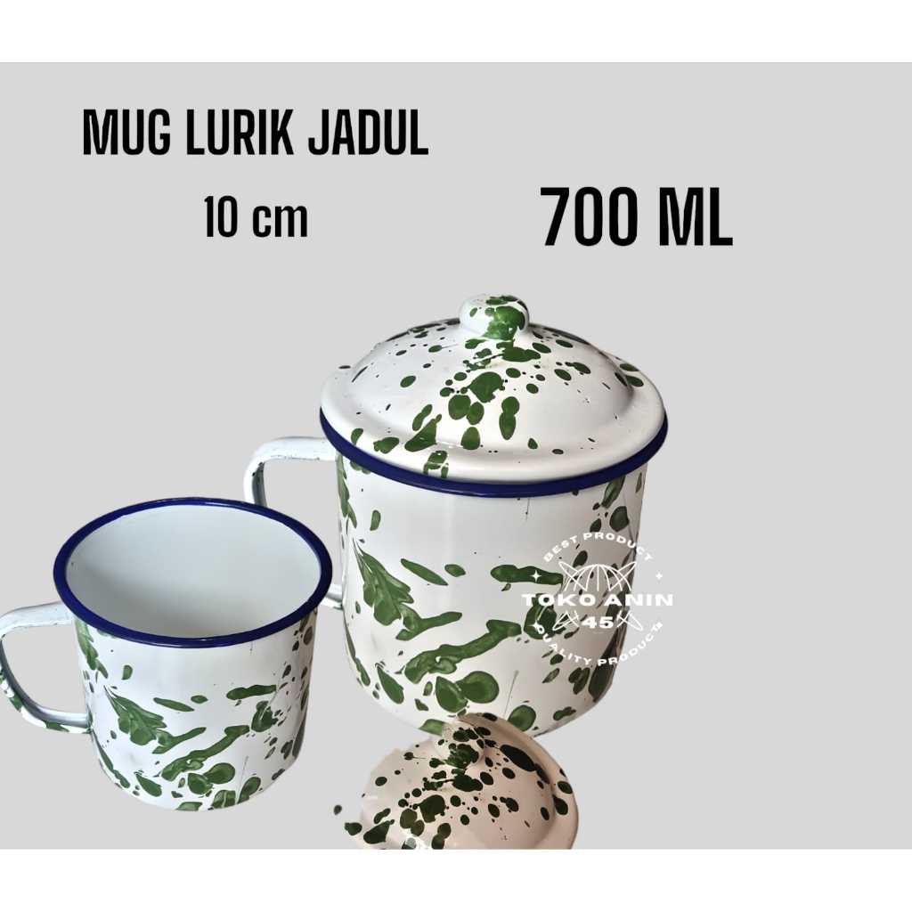 gelas mug jadul lurik/ gelas mug enamel/gelas kaleng jadul