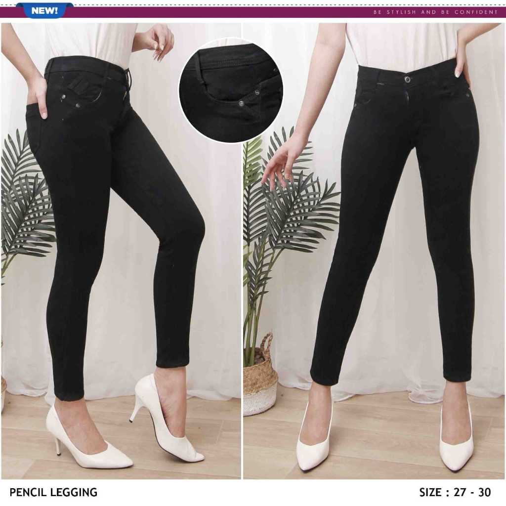 Celana Jeans Panjang Skinny Wanita Ukuran 27-30 Warna Hitam