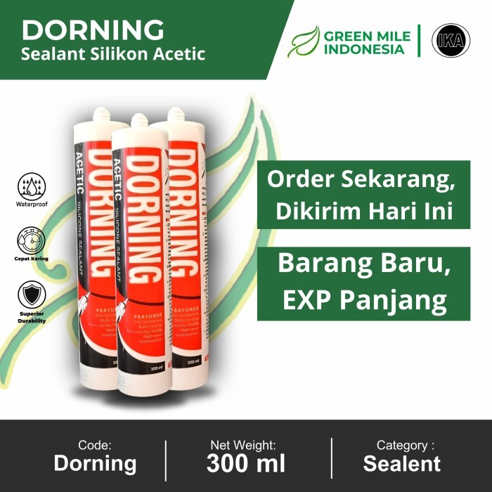 Dorning Acetic (Clear 300 ml Acid) Silicone Sealant Silikon Silen DORNING Lem Kaca Akuarium Kamar Ma