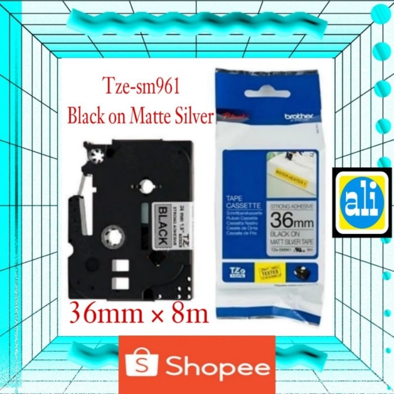 

Brother Label Tape Tze-sm961 Black on Matte Silver 36mm × 8m Original