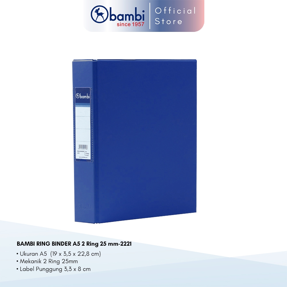 

Bambi Ring Binder A5 2 Ring D-Type Medium Blue SMALL SIZE 25 mm