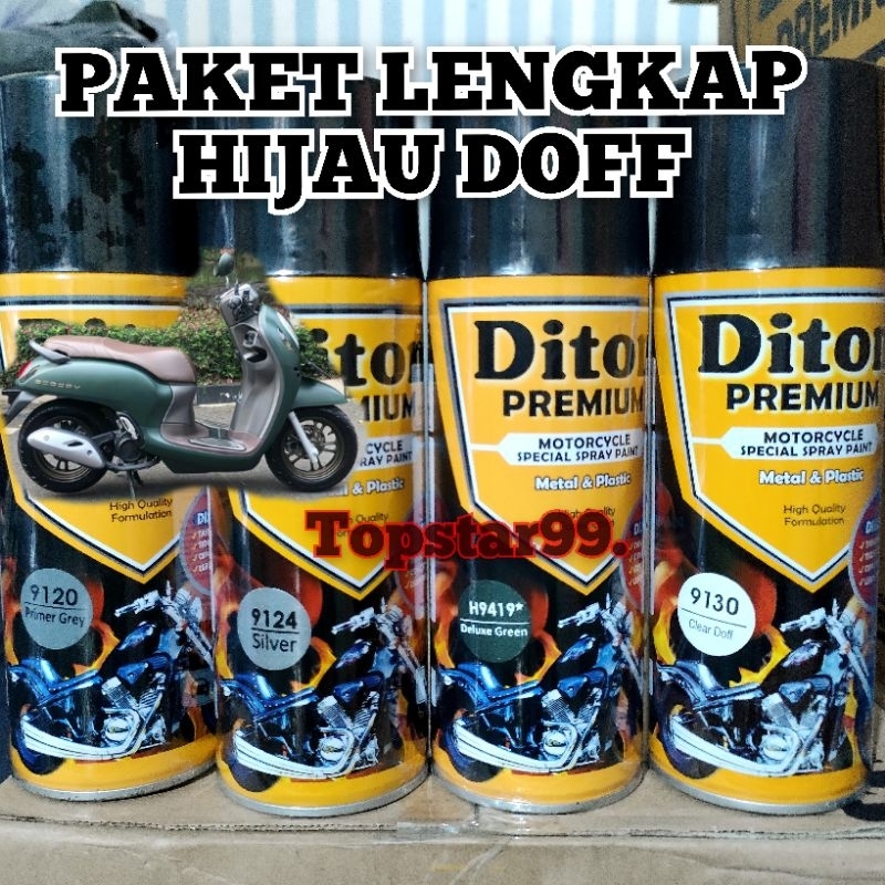 Promo Pilok Cat Semprot Diton Premium Ready Varian Paket Lengkap Warna Hijau Doff Deluxe Green H9419