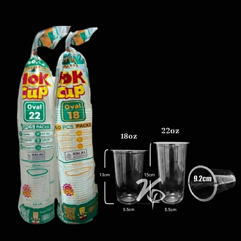 Gelas Cup Oval 18oz & 22oz @50pcs