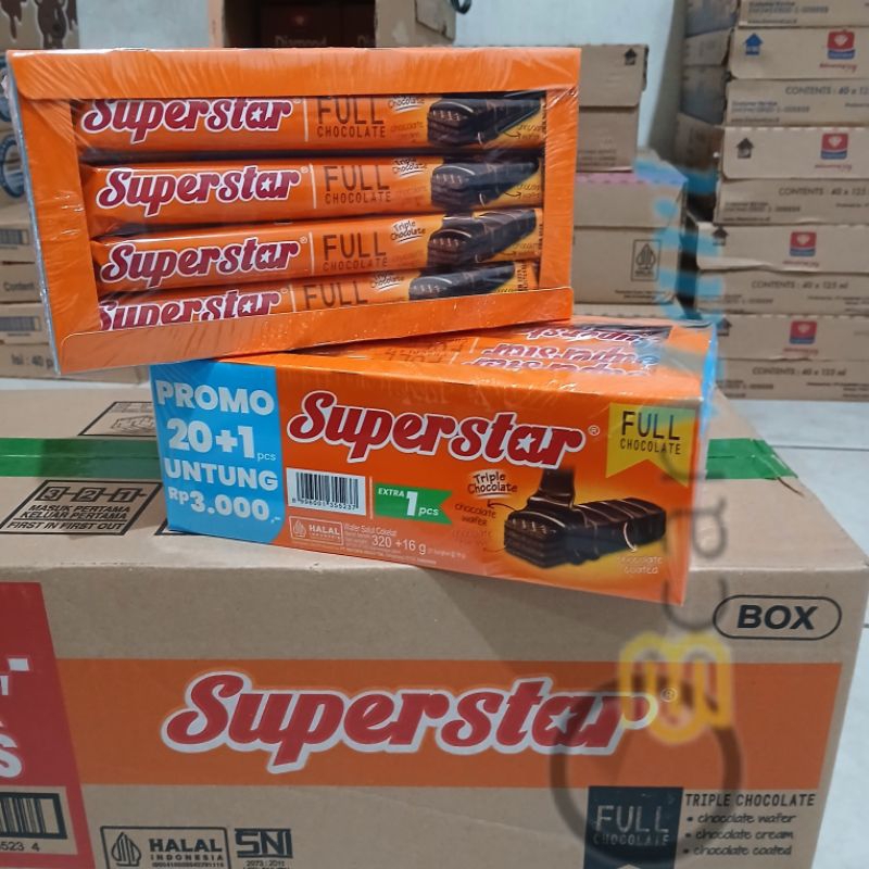 

Wafer SUPERSTAR 1 Dus isi 20 Triple Chocolate 16gram GSVmart