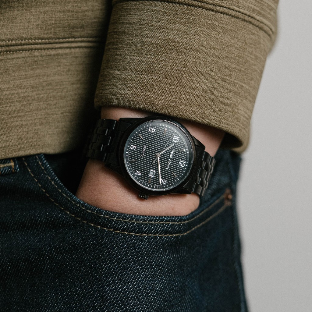 Jam Tangan Rantai Pria Cowok Anti Air Jean Alexis JARL GHT JA114 - Black Dial (40mm)
