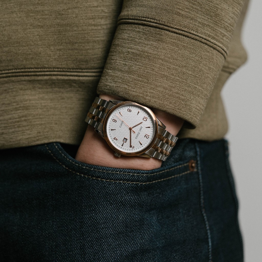 Jam Tangan Rantai Pria Cowok Anti Air Jean Alexis JARL GST JA114 - Prestige Edition - White Dial (Pr