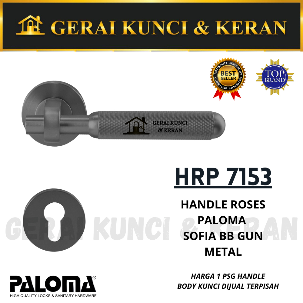 PALOMA HRP 7153 SOFIA BB Handle Gagang Pintu Roses Door GUN METAL