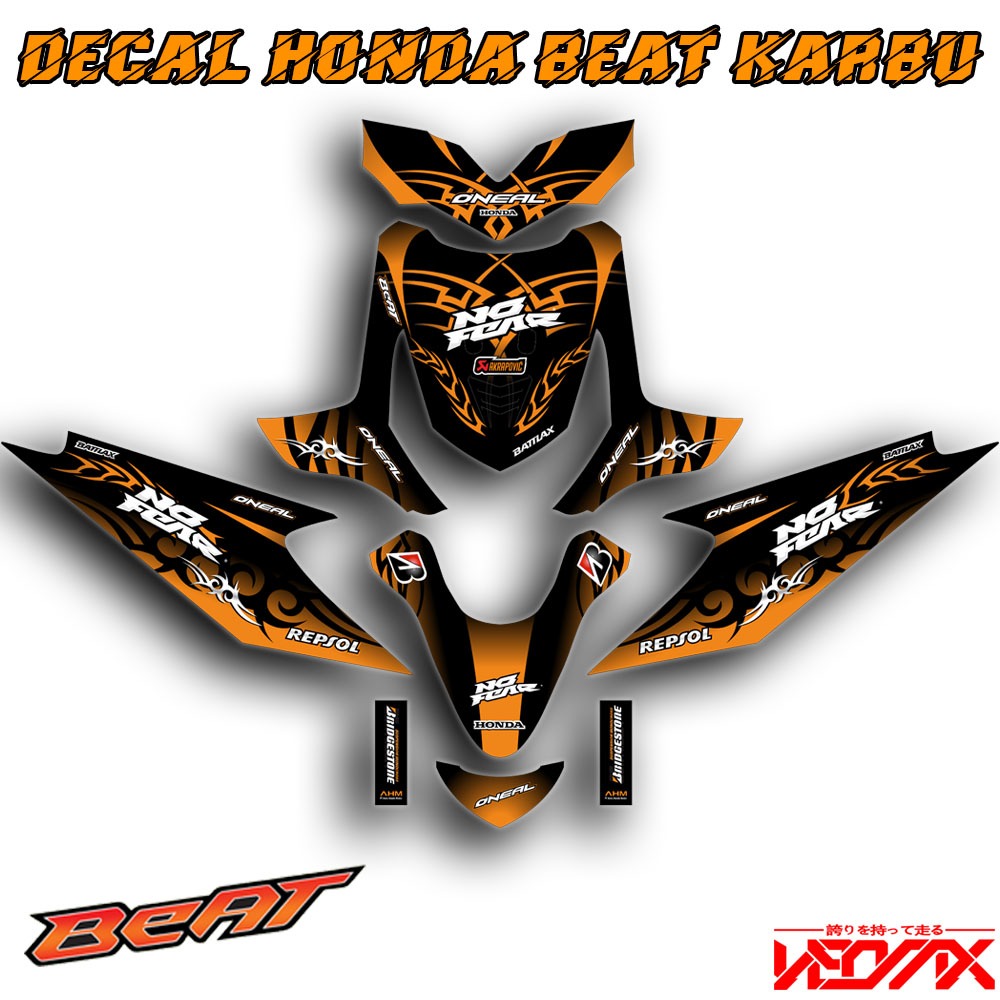 DECAL STICKER HONDA BEAT KARBU TRIBAL ORANGE