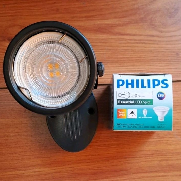 Lampu sorot LED PHILIPS 400 lumen lsg plafon fitting mr16 termasuk LED Philips 220v 4.5w