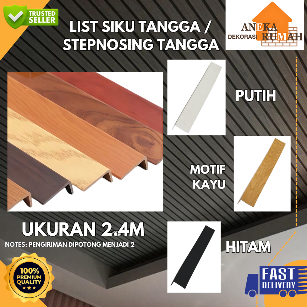 [ TERMURAH ] LIST TANGGA PVC 2.4M | STEPNOSING | LIST SIKU TANGGA | LIST PINTU | LIST PENGAMAN KUAT