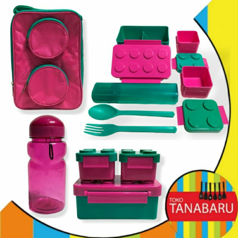 Technoplast Tempat Makan Set Kotak Makan Botol Minum Dan Tas Bekal