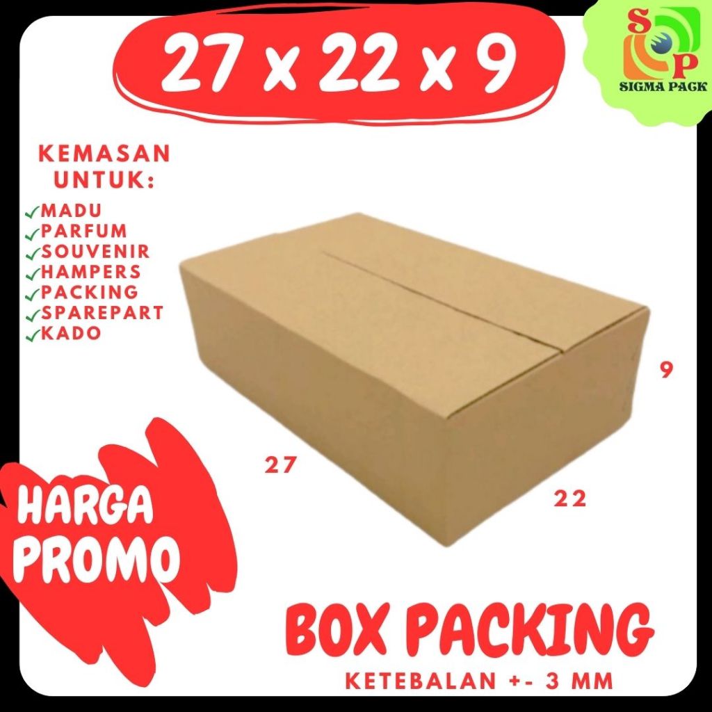 

Karton 27x22x9 Kardus A1 Packing Dus Kotak Kemasan Box Aksesoris Souvenir Sparepart Obat Madu