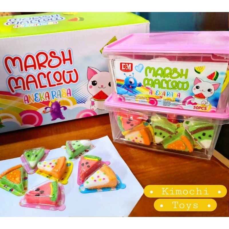 

Permen DSM Marsh Mallow Semangka Kotak Misting isi 50 Marshmallow Bentuk Roti Sandwich Kemasan Container Tupperware