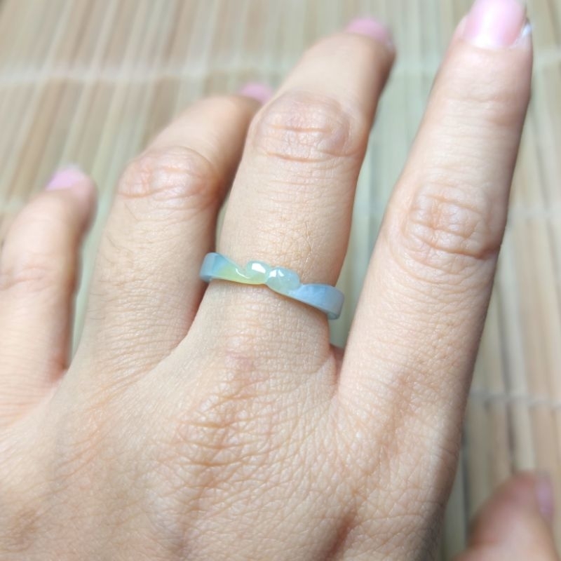 Blue Square Ruyi Ring Jade