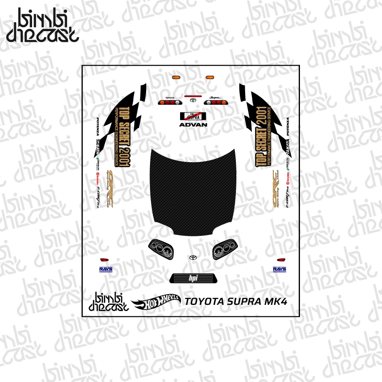 Decal Hotwheels Toyota Supra Top Secret 2001 Transparan